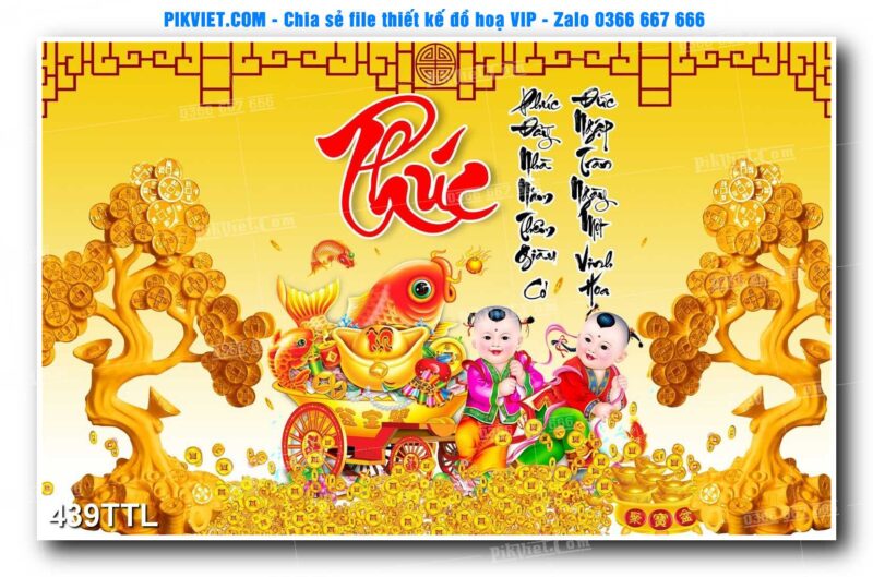 File PSD vector tranh tài lộc mẫu số 439TTL
