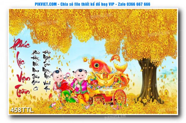 File PSD vector tranh tài lộc mẫu số 458TTL