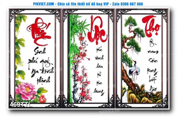 File PSD vector tranh tài lộc mẫu số 469TTL