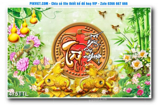 File PSD vector tranh tài lộc mẫu số 475TTL