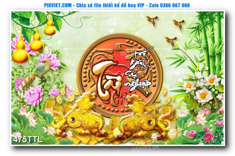 File PSD vector tranh tài lộc mẫu số 475TTL