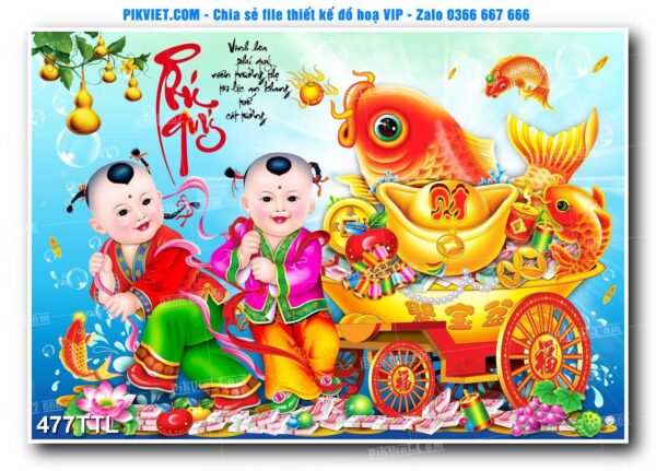 File PSD vector tranh tài lộc mẫu số 477TTL