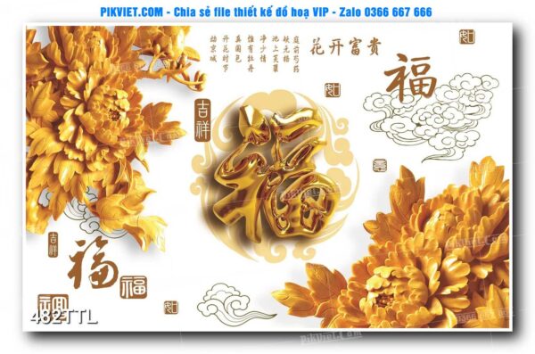 File PSD vector tranh tài lộc mẫu số 482TTL