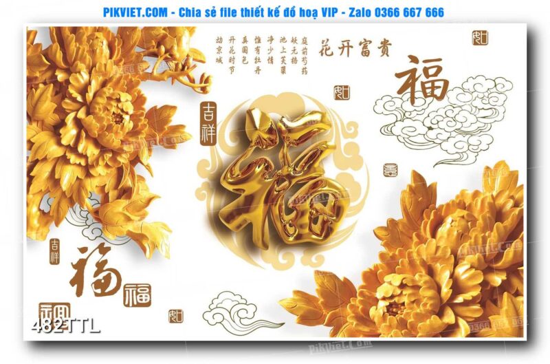 File PSD vector tranh tài lộc mẫu số 482TTL