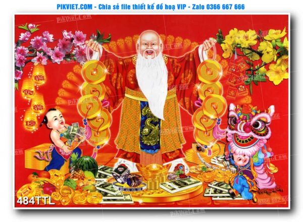 File PSD vector tranh tài lộc mẫu số 484TTL