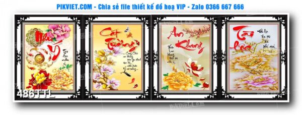 File PSD vector tranh tài lộc mẫu số 486TTL
