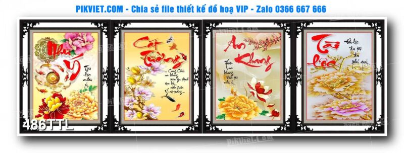 File PSD vector tranh tài lộc mẫu số 486TTL