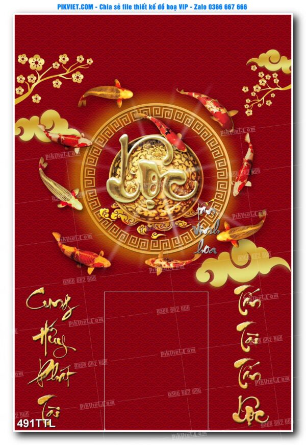 File PSD vector tranh tài lộc mẫu số 491TTL