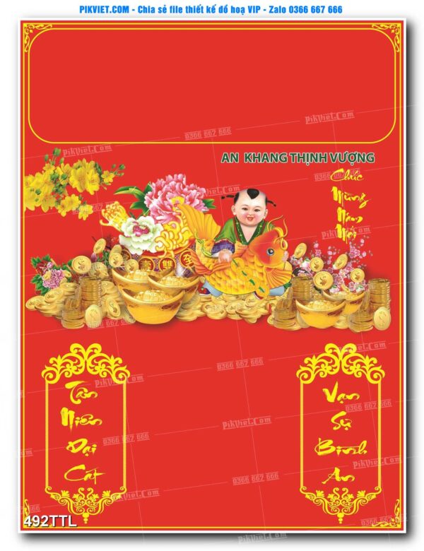 File PSD vector tranh tài lộc mẫu số 492TTL