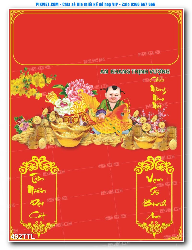 File PSD vector tranh tài lộc mẫu số 492TTL