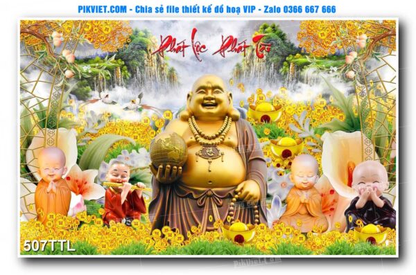 File PSD vector tranh tài lộc mẫu số 507TTL