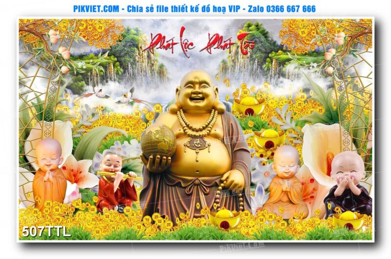 File PSD vector tranh tài lộc mẫu số 507TTL