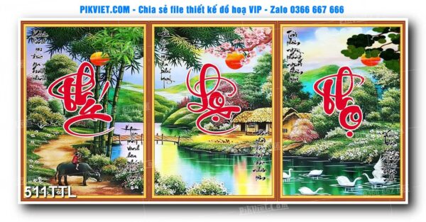 File PSD vector tranh tài lộc mẫu số 511TTL