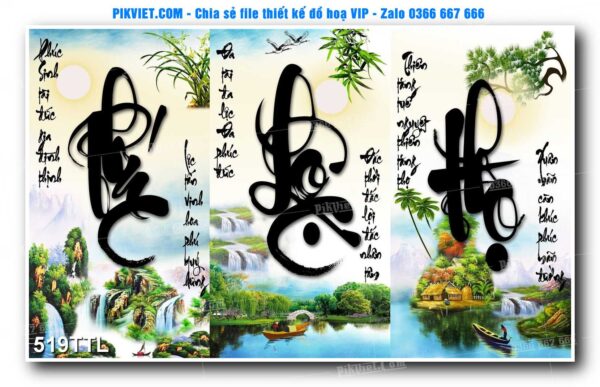 File PSD vector tranh tài lộc mẫu số 519TTL