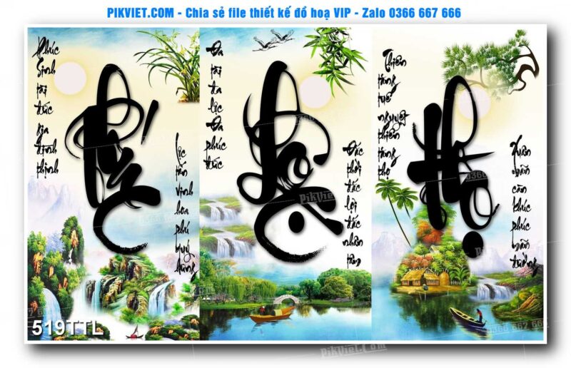 File PSD vector tranh tài lộc mẫu số 519TTL