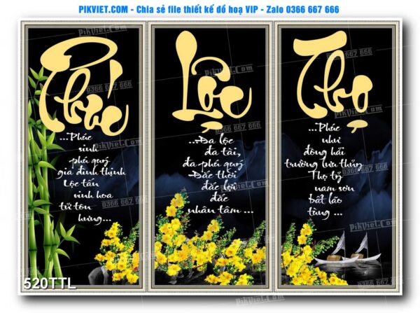 File PSD vector tranh tài lộc mẫu số 520TTL