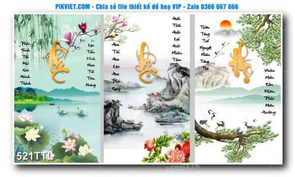 File PSD vector tranh tài lộc mẫu số 521TTL