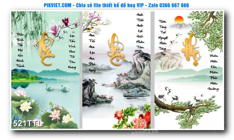 File PSD vector tranh tài lộc mẫu số 521TTL
