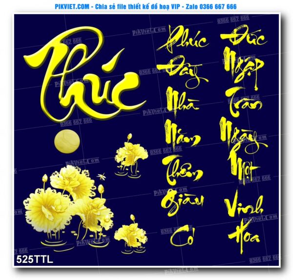 File PSD vector tranh tài lộc mẫu số 525TTL