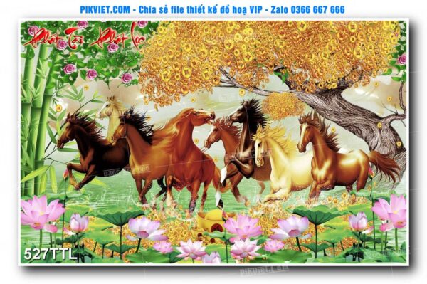 File PSD vector tranh tài lộc mẫu số 527TTL