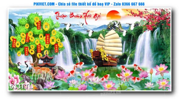 File PSD vector tranh tài lộc mẫu số 533TTL