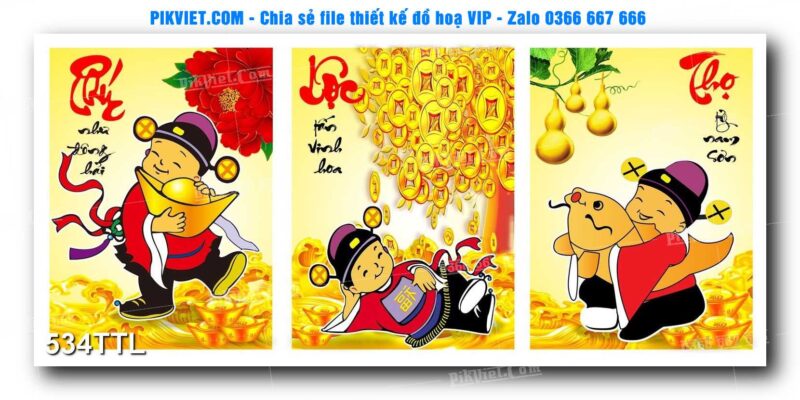 File PSD vector tranh tài lộc mẫu số 534TTL