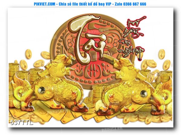 File PSD vector tranh tài lộc mẫu số 537TTL