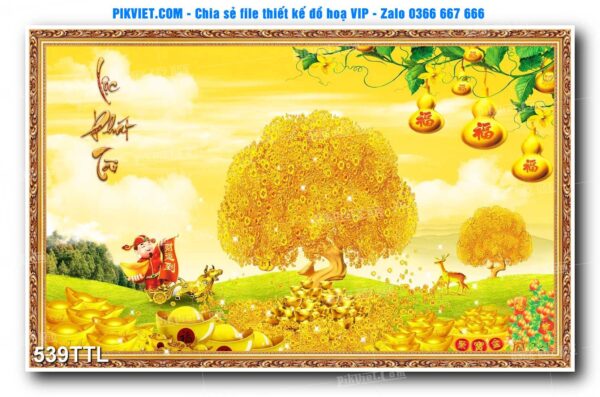File PSD vector tranh tài lộc mẫu số 539TTL