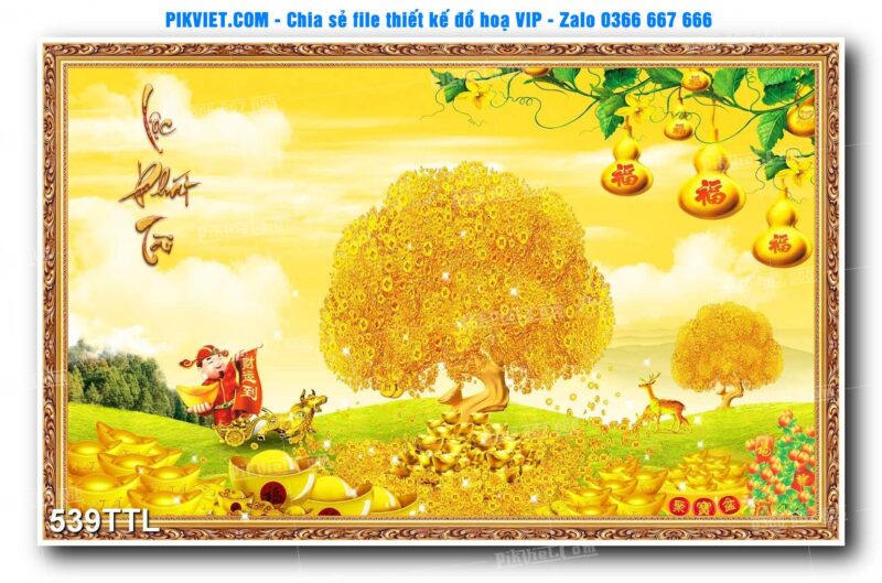 File PSD vector tranh tài lộc mẫu số 539TTL