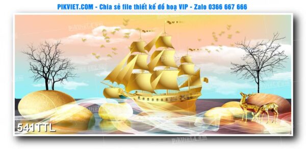 File PSD vector tranh tài lộc mẫu số 541TTL
