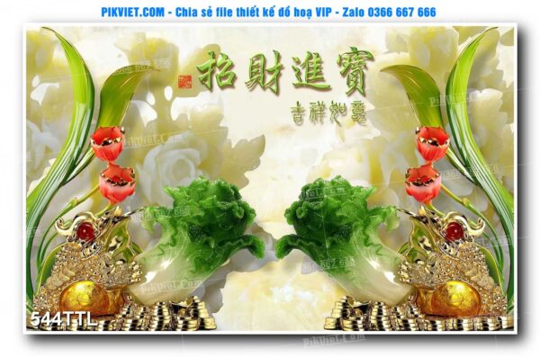 File PSD vector tranh tài lộc mẫu số 544TTL