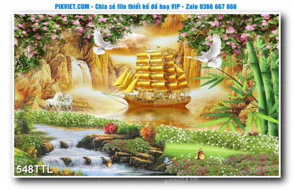 File PSD vector tranh tài lộc mẫu số 548TTL