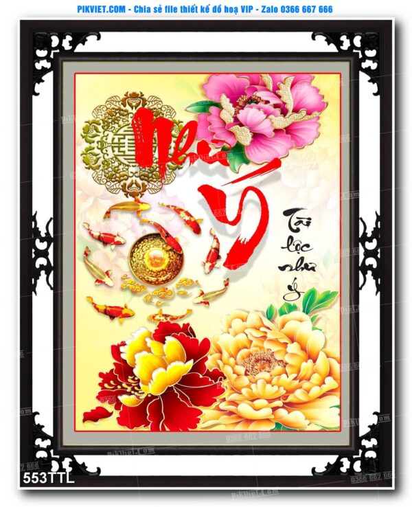 File PSD vector tranh tài lộc mẫu số 553TTL