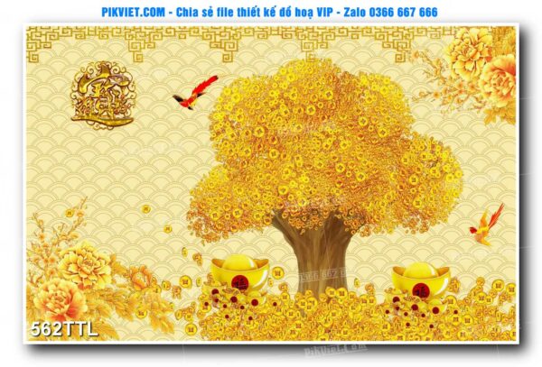 File PSD vector tranh tài lộc mẫu số 562TTL