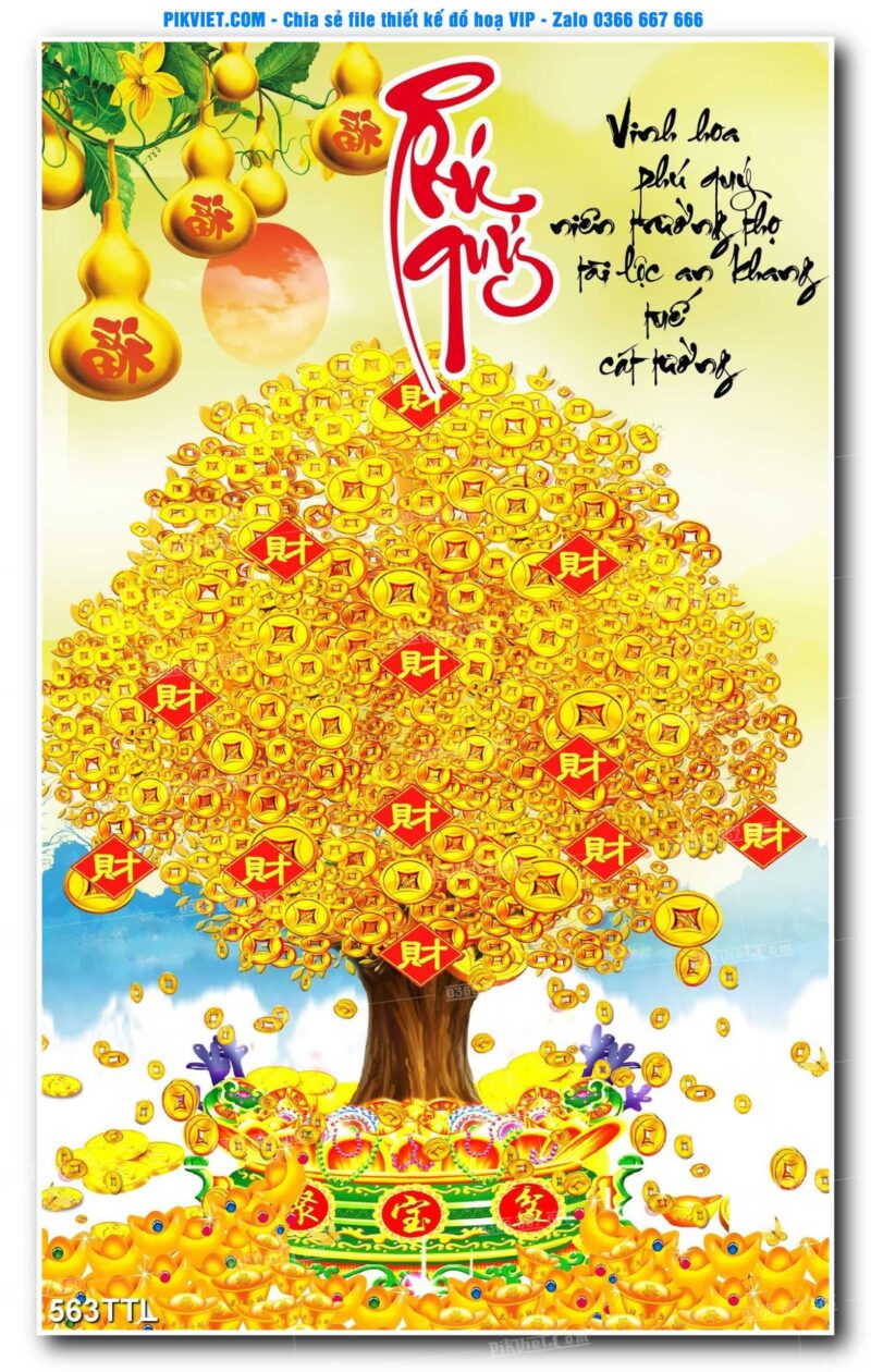 File PSD vector tranh tài lộc mẫu số 563TTL