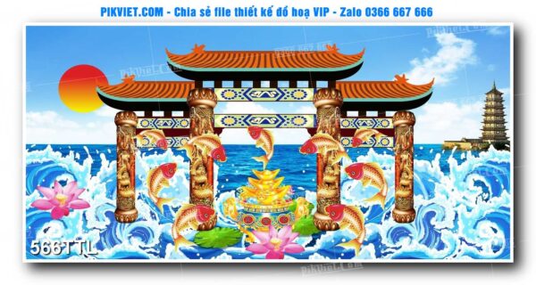 File PSD vector tranh tài lộc mẫu số 566TTL