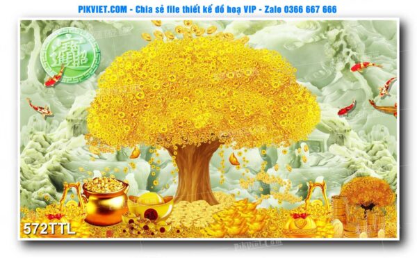 File PSD vector tranh tài lộc mẫu số 572TTL