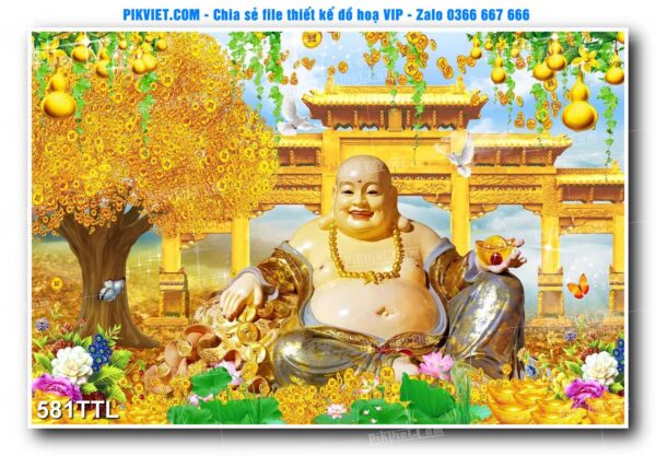 File PSD vector tranh tài lộc mẫu số 581TTL