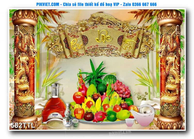 File PSD vector tranh tài lộc mẫu số 582TTL