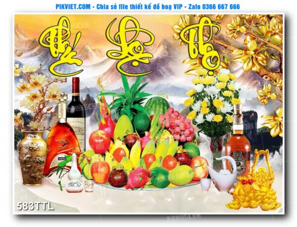 File PSD vector tranh tài lộc mẫu số 583TTL