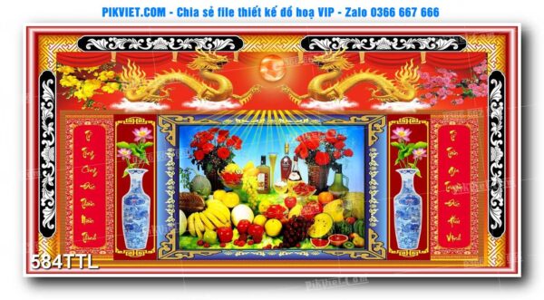 File PSD vector tranh tài lộc mẫu số 584TTL