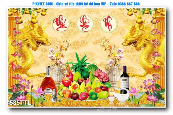 File PSD vector tranh tài lộc mẫu số 585TTL