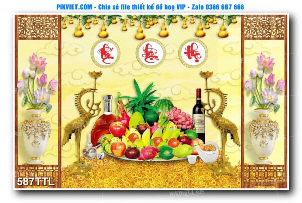 File PSD vector tranh tài lộc mẫu số 587TTL