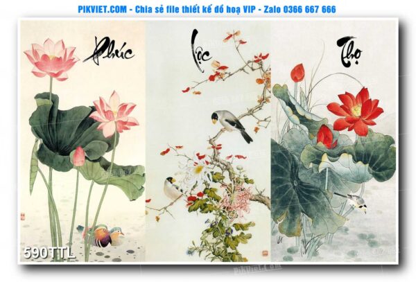 File PSD vector tranh tài lộc mẫu số 590TTL