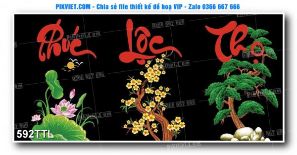 File PSD vector tranh tài lộc mẫu số 592TTL