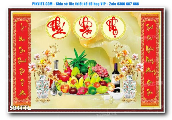 File PSD vector tranh tài lộc mẫu số 594TTL