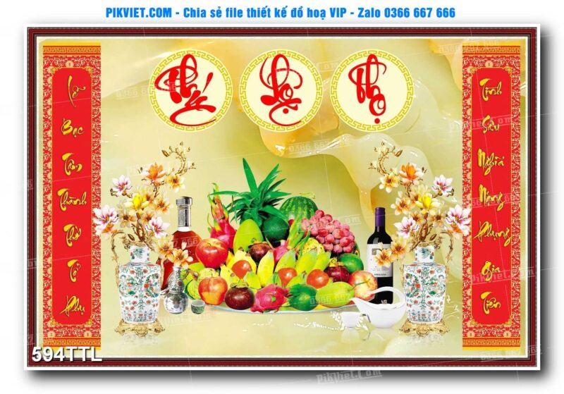 File PSD vector tranh tài lộc mẫu số 594TTL