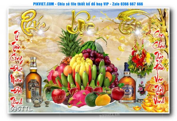File PSD vector tranh tài lộc mẫu số 595TTL