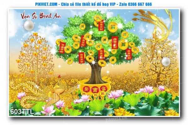 File PSD vector tranh tài lộc mẫu số 603TTL