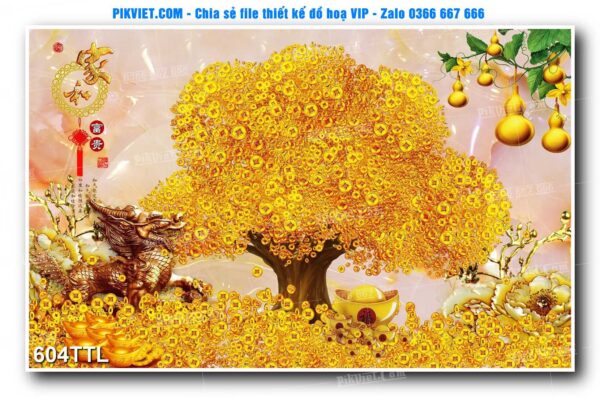 File PSD vector tranh tài lộc mẫu số 604TTL